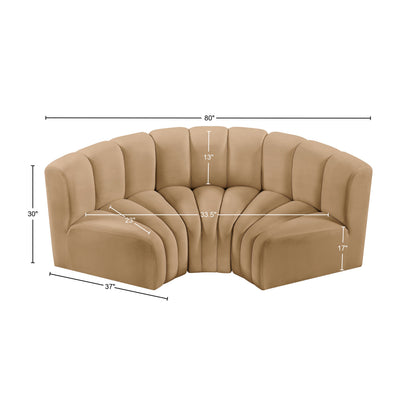 Zara Camel Velvet Modular Sofa S3C