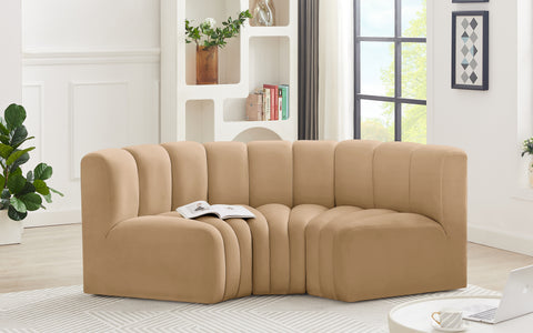 Briar 80 Camel Velvet Upholstered Modular Sectional, 3-Piece