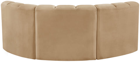 Briar 80 Camel Velvet Upholstered Modular Sectional, 3-Piece