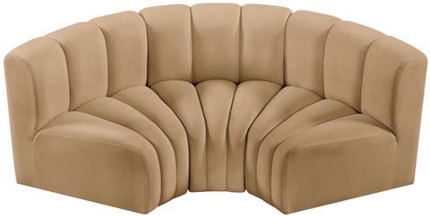 Briar 80 Camel Velvet Upholstered Modular Sectional, 3-Piece