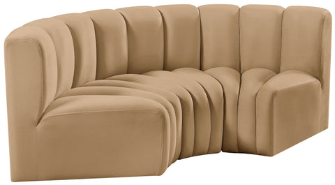 Briar 80 Camel Velvet Upholstered Modular Sectional, 3-Piece