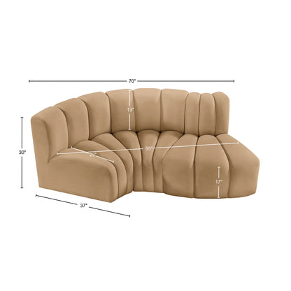 Zara Camel Velvet Modular Sofa S3D