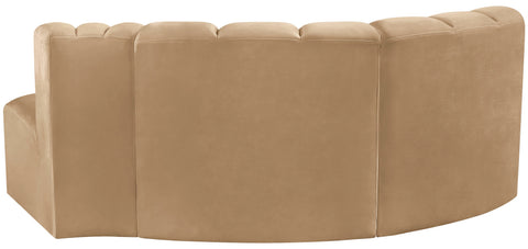 Briar 70 Camel Velvet Upholstered Modular Sectional, 3-Piece