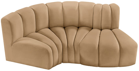 Briar 70 Camel Velvet Upholstered Modular Sectional, 3-Piece