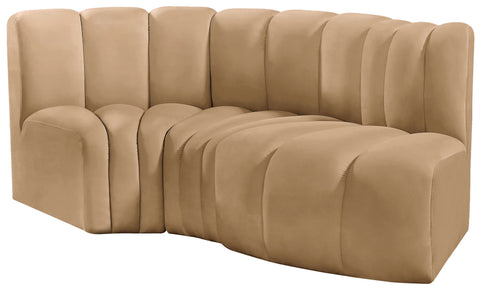 Briar 70 Camel Velvet Upholstered Modular Sectional, 3-Piece