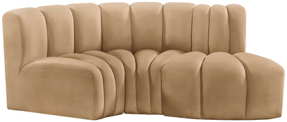 Zara Camel Velvet Modular Sofa S3D