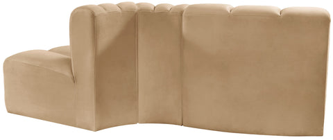 Briar 77 Camel Velvet Upholstered Modular Sectional, 3-Piece