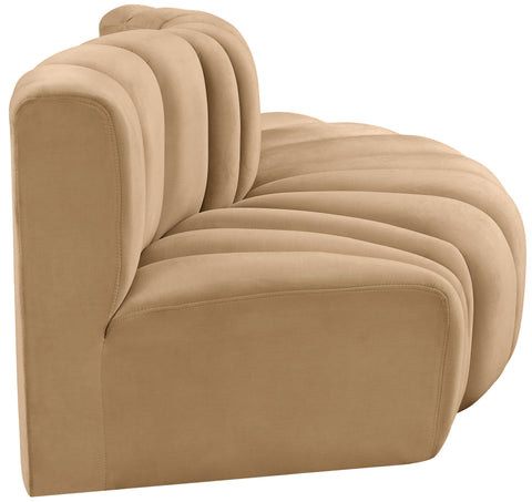 Briar 77 Camel Velvet Upholstered Modular Sectional, 3-Piece