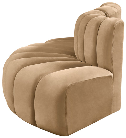 Briar 77 Camel Velvet Upholstered Modular Sectional, 3-Piece
