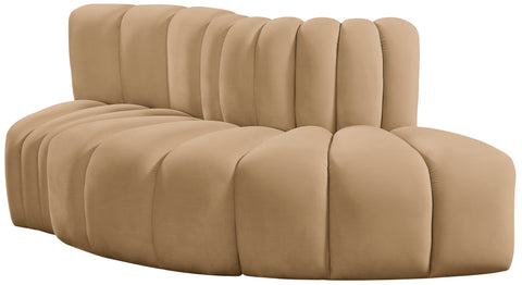 Briar 77 Camel Velvet Upholstered Modular Sectional, 3-Piece