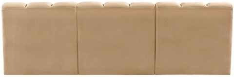 Briar 89.5 Camel Velvet Upholstered Modular Sectional, 3-Piece