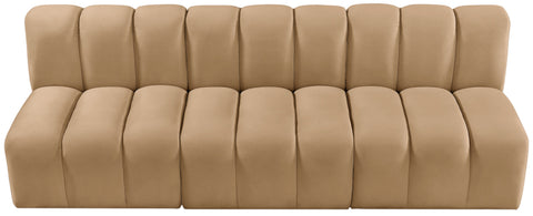 Briar 89.5 Camel Velvet Upholstered Modular Sectional, 3-Piece