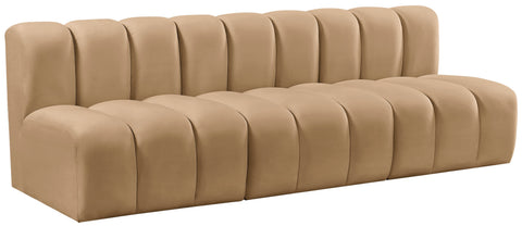 Briar 89.5 Camel Velvet Upholstered Modular Sectional, 3-Piece