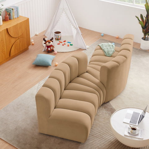 Briar 108 Camel Velvet Upholstered Modular Sectional, 4-Piece