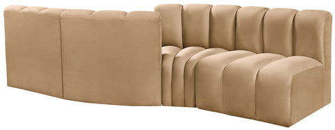 Briar 108 Camel Velvet Upholstered Modular Sectional, 4-Piece