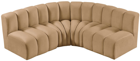 Briar 103 Camel Velvet Upholstered Modular Sectional, 4-Piece