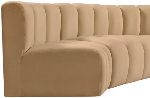 Briar 103 Camel Velvet Upholstered Modular Sectional, 4-Piece