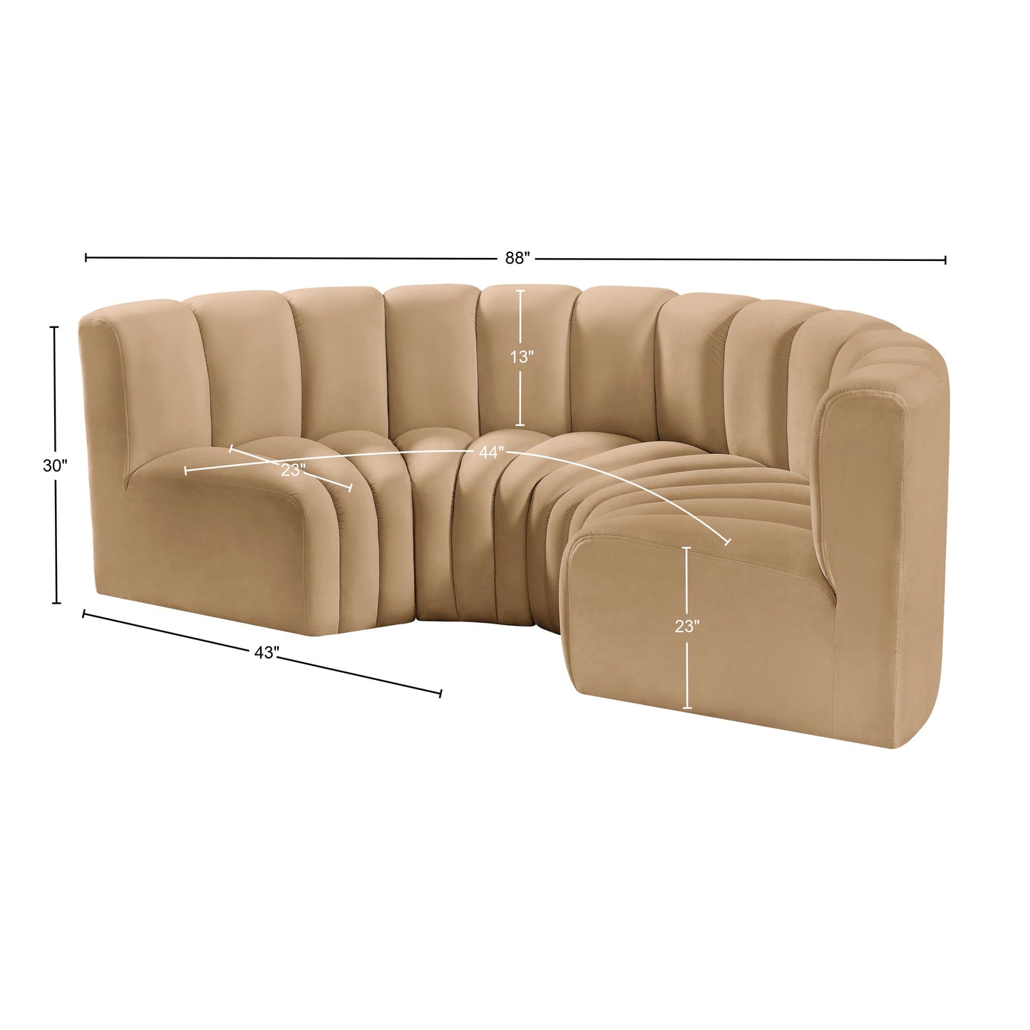 zara camel velvet modular sofa s4c