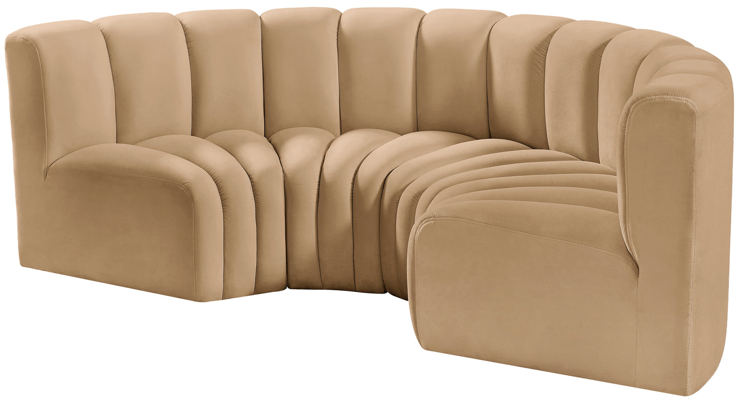 zara camel velvet modular sofa s4c