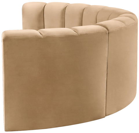 Briar 88 Camel Velvet Upholstered Modular Sectional, 4-Piece