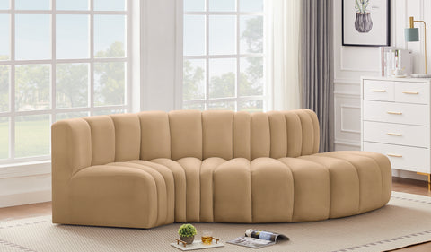 Briar 104 Camel Velvet Upholstered Modular Sectional, 4-Piece