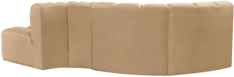 Briar 104 Camel Velvet Upholstered Modular Sectional, 4-Piece