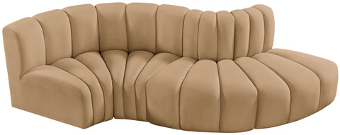 Briar 104 Camel Velvet Upholstered Modular Sectional, 4-Piece