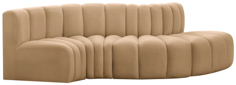 Briar 104 Camel Velvet Upholstered Modular Sectional, 4-Piece
