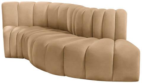 Briar 104 Camel Velvet Upholstered Modular Sectional, 4-Piece