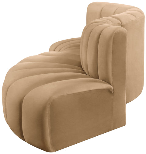 Briar 104 Camel Velvet Upholstered Modular Sectional, 4-Piece