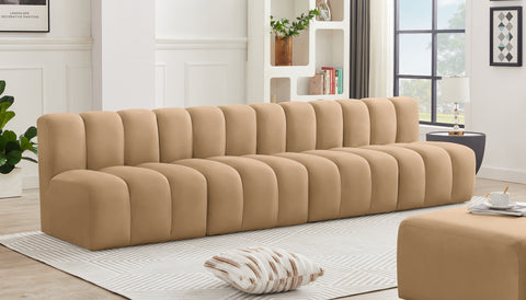 Yara 119" Velvet Upholstered Sectional, 4-Piece