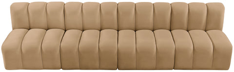 Yara 119" Velvet Upholstered Sectional, 4-Piece