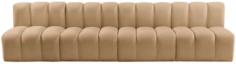 Yara 119" Velvet Upholstered Sectional, 4-Piece