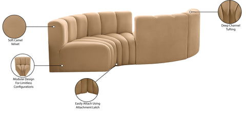 Briar 102 Camel Velvet Upholstered Modular Sectional, 4-Piece