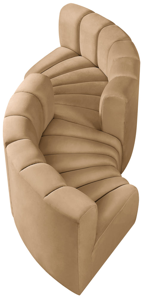 Briar 102 Camel Velvet Upholstered Modular Sectional, 4-Piece