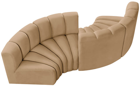 Briar 102 Camel Velvet Upholstered Modular Sectional, 4-Piece