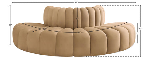 Briar 90 Camel Velvet Upholstered Modular Sectional, 4-Piece