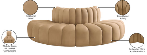 Briar 90 Camel Velvet Upholstered Modular Sectional, 4-Piece
