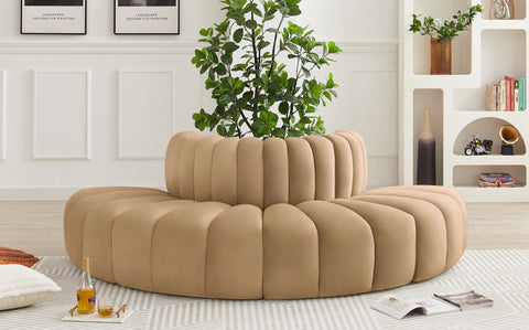 Briar 90 Camel Velvet Upholstered Modular Sectional, 4-Piece