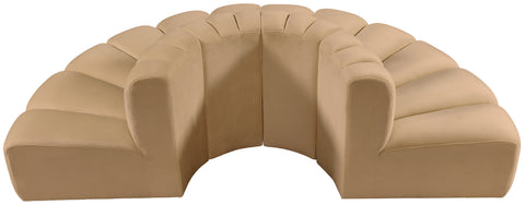 Briar 90 Camel Velvet Upholstered Modular Sectional, 4-Piece