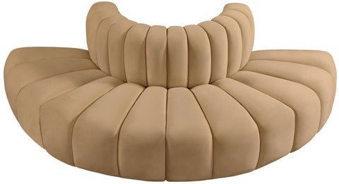 Briar 90 Camel Velvet Upholstered Modular Sectional, 4-Piece
