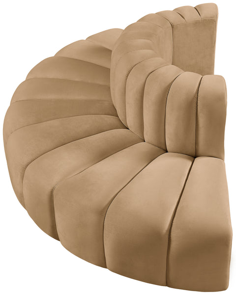 Briar 90 Camel Velvet Upholstered Modular Sectional, 4-Piece
