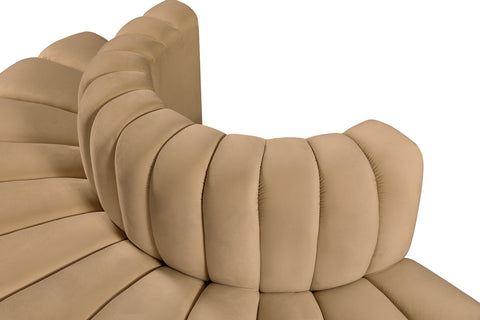Briar 90 Camel Velvet Upholstered Modular Sectional, 4-Piece