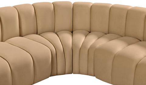 Briar 133 Camel Velvet Upholstered Modular Sectional, 5-Piece