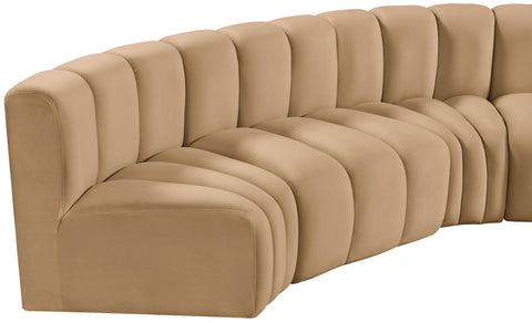 Briar 133 Camel Velvet Upholstered Modular Sectional, 5-Piece