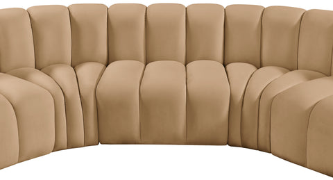 Briar 133 Camel Velvet Upholstered Modular Sectional, 5-Piece