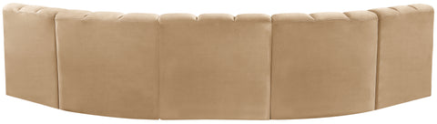 Briar 133 Camel Velvet Upholstered Modular Sectional, 5-Piece