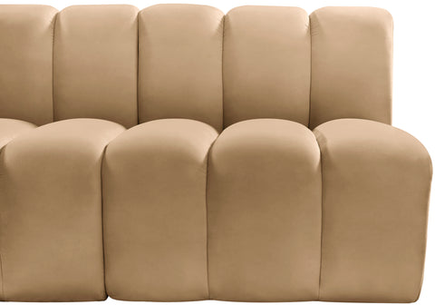 Briar 133 Camel Velvet Upholstered Modular Sectional, 5-Piece