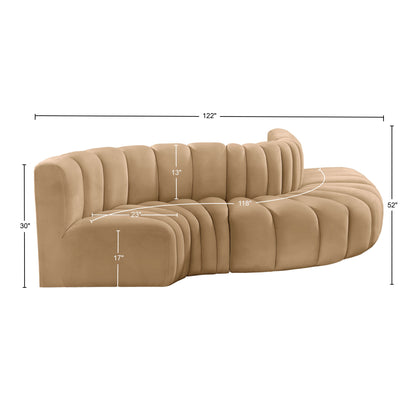 Zara Camel Velvet Modular Sofa S5B