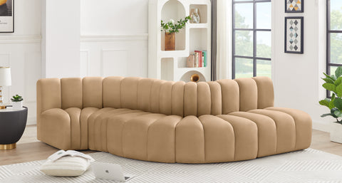 Briar 122 Camel Velvet Upholstered Modular Sectional, 5-Piece